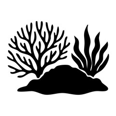 Vector illustration of a coral reef silhouette © Menhikki