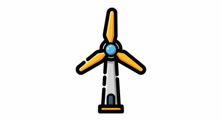 Fototapeta premium A colorful cartoon-style illustration of a wind turbine