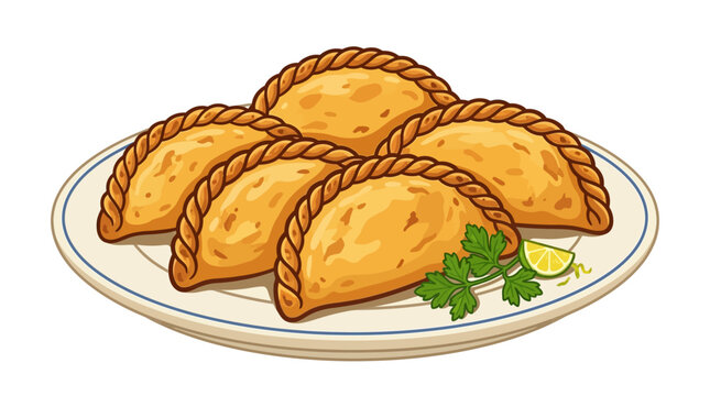A plate of delicious golden empanadas.