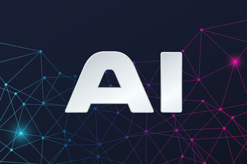 Fototapeta premium AI. Artificial intelligence, neural network, deep learning processing, big data analysis. Vector illustration for business, science, automatization, neuro, net, technology