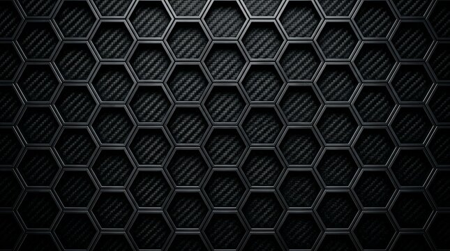 Abstract geometric hexagonal pattern dark metallic texture background