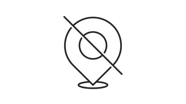 simple Animated Location Disabled Icon, GPS Pin Unavailable and No Location Access Line Vector Animation