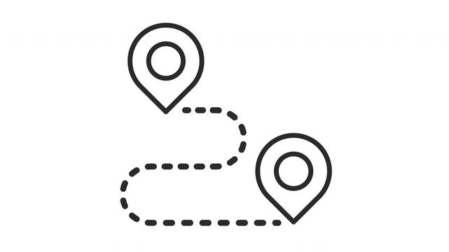 Simple Animated Journey Route Icon, GPS Direction and Travel Path Vector Loop