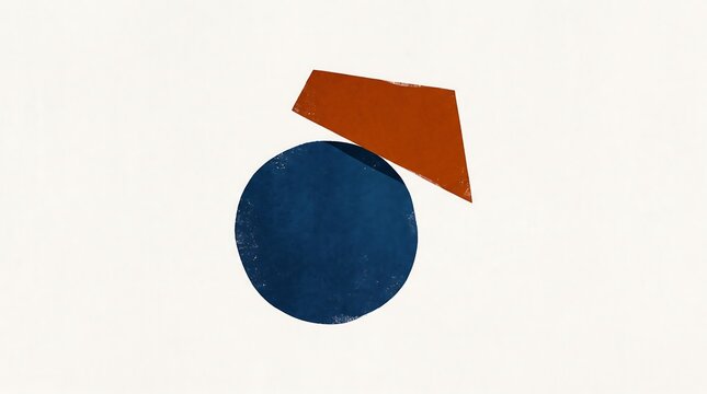 Abstract geometric art with blue circular form and brown trapezoid shape geometric abstract trapezoid minimalism composition creative background