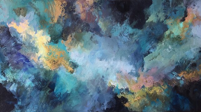 Ethereal abstract painting background with soft dreamy brushstrokes flowing artistic texture delicate pastel tones atmospheric composition and elegant hand painted backdrop for creative design project