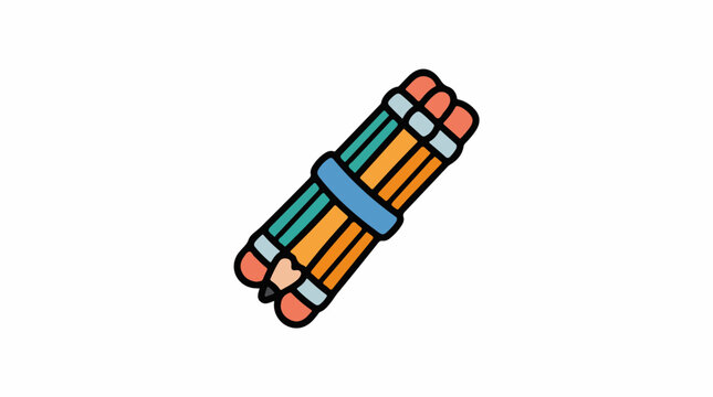 A colorful illustration of a bundle of colored pencils