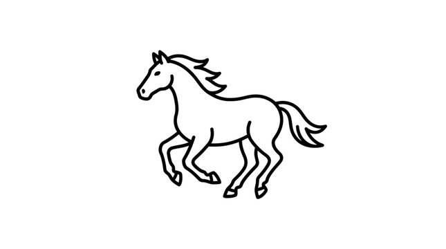 Graceful Running Horse Line Art Icon