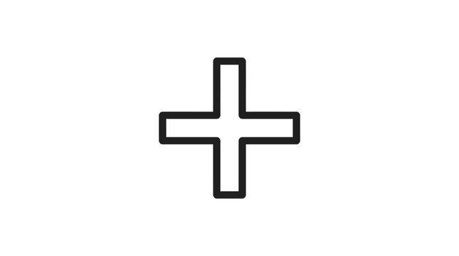 Plus sign addition and medical cross symbol