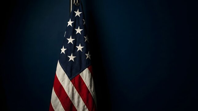 Usa independence day patriotic american flag hanging on rope