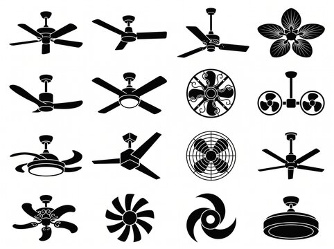 Collection of ceiling fan designs and styles vector