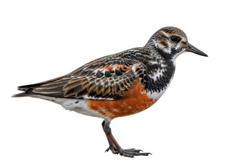 Fototapeta premium Small brown and white shorebird standing with long black legs and beak