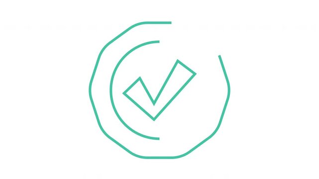 Thin Turquoise Check Mark Outline Icon Animation