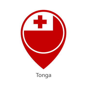 Location pin of Tonga flag map marker on white background vector illustration icon for mobile apps ui and web design eps10.