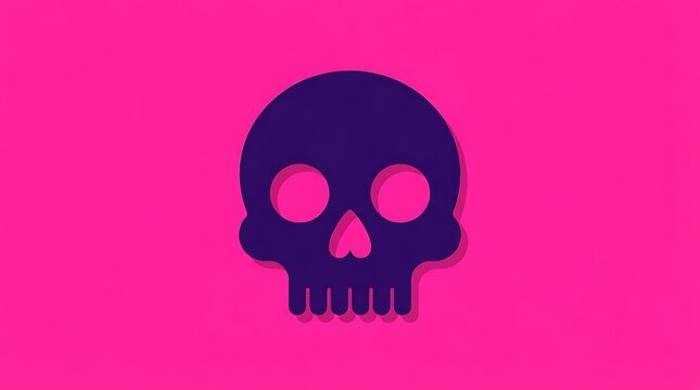 Dark purple skull silhouette against a vibrant pink background halloween themed graphic