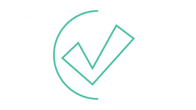 Thin Turquoise Angled Check Mark Outline Animation
