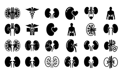 Farm Tractor Silhouette Icon Set Featuring Various Agricultural Machinery Equipment and Lawn Mowers for Farming Cultivation and Industry Vector Graphic Designs © Md