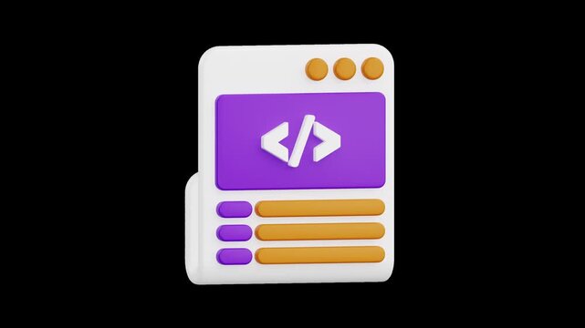 3D Web Development Code Interface Animation, Alpha Channel