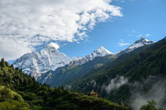 Natural Scenery of Snow-Capped Mountains
