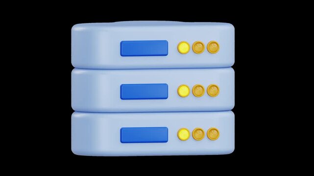 3D Data Center Server Rack Animation, Alpha Channel