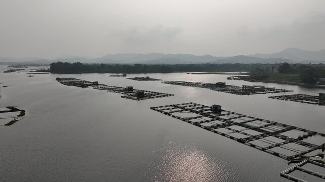 June 26, 2026 Drone Floating fish cage (FFC) on a lake
