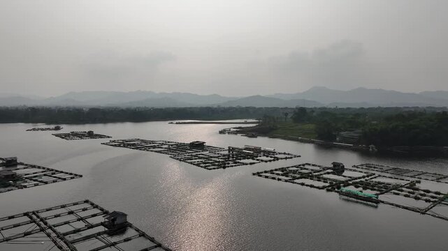 June 26, 2026 Drone Floating fish cage (FFC) on a lake