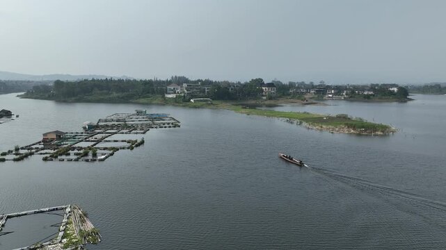 June 26, 2026 Drone Floating fish cage (FFC) on a lake