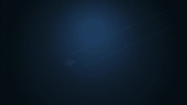 Airplane Flying Through Night Sky With Vapor Trails Motion Graphic