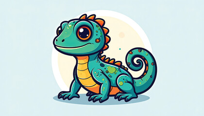 Obraz premium Colorful Cartoon Lizard Character Design.
