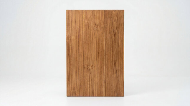 Vertical teak wood plank board isolated on clean white background.