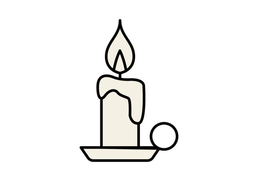 Vela encendida con llama y base
