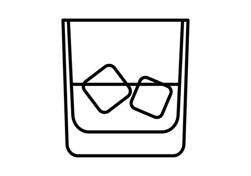 Vaso de cristal con cubitos de hielo