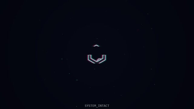 Animated futuristic hexagonal loading icon with digital glitch effect
