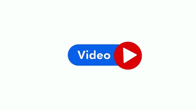 Digital video play button animation on white background. Video music play sign. Media player icon animation. minimalist ui interface with alpha channel