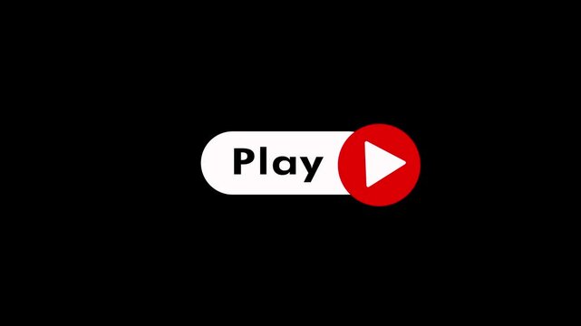 Digital play web button animation on black background. Play button icon for media player and control panel design. Symbolizing video playback icon animation for digital media interface