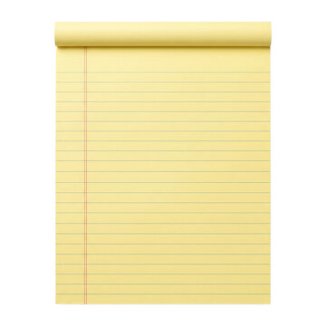Blank yellow lined legal pad paper notebook sheet