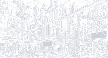 Fototapeta premium Cityscape, urban landscape, gray illustration, vector city, buildings