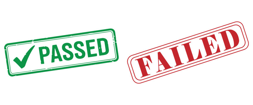 Pass and Fail Stamp Icons &ndash; Green Approved and Red Rejected Rubber Seal Vector Collection Web