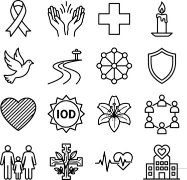 Healthcare Awareness And Recovery Support Vector Icons Collection