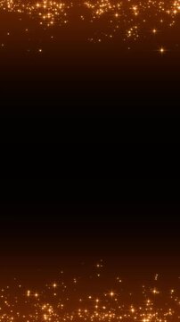 golden glitter shiny stars dust and lights border frame, holiday christmas new year stream abstract dark luxury vertical social media motion background