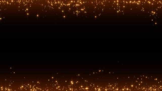 golden glitter shiny stars dust and lights border frame, holiday christmas new year stream abstract dark luxury social media motion background