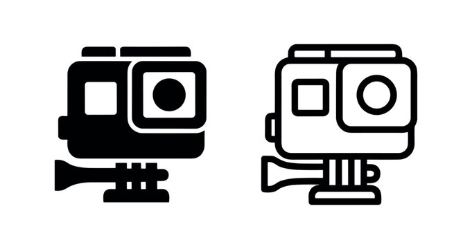 Action camera icon in glyph and outline style, for adventure video and photography