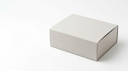 Fototapeta premium Closed white cardboard box mockup. Plain rectangular shipping package isolated on white background