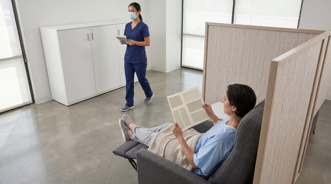 Short Stay Observation Area After Screening With Calm Patient Review