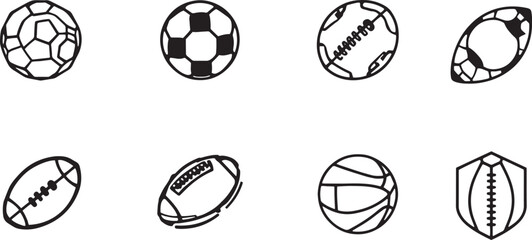 Fototapeta premium Soccer football rugby sports ball icons set