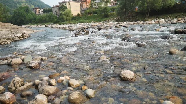 Brembo river in San Giovanni Bianco, Lombardy, Italy
