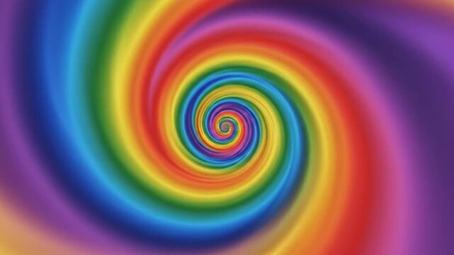 Mesmerizing psychedelic rainbow spiral vortex tunnel abstract background, looping seamless hypnotic colorful motion