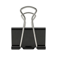 Black metal binder clip with silver handles