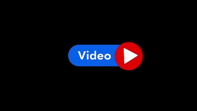 Digital video play button animation on black background. Video music play sign. Media player icon animation. minimalist ui interface with alpha channel