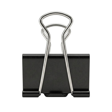 Black metal binder clip with silver handles