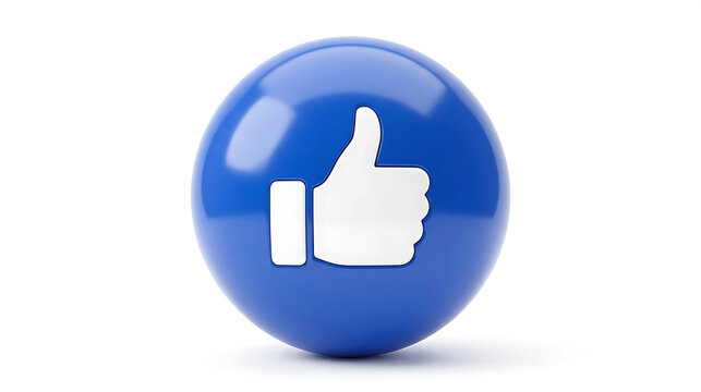 Blue sphere icon featuring a white thumb up symbol positive feedback internet communication interaction marketing agreement isolated background customer satisfaction engagement